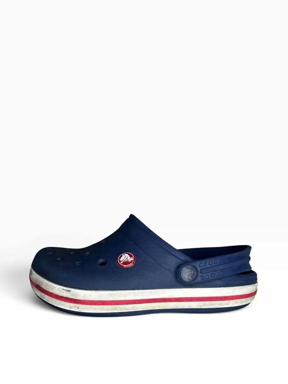 Crocs Kids Crocband Clog Navy Blue with Red and White Stripe Size J3